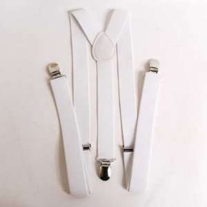    Clip on Braces Elastic Y back Suspenders White Toys & Games