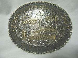   Sterling Silver 92.5 Western Belt Buckle   Champion Bull Rider  