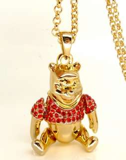 Disney Couture Gold & Crystal Winnie the Pooh Bear Necklace