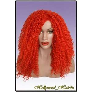 Hollywood_hair4u   Long Extra Curly Afro Style Fire Red Wig Kanekalon 