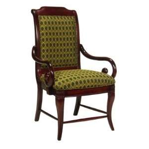 Upholstered Arm Chair, wood framed back with inset upholstery and 