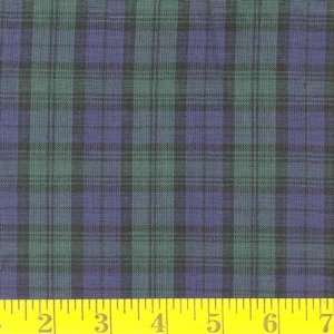  45 Wide Homespun Medium Plaid Navy/Forest Fabric By The 
