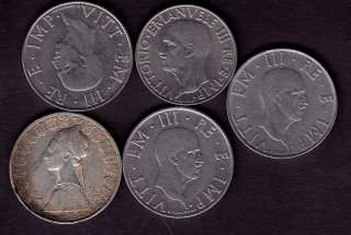 ITALY COINS, 2 L 1940,1 L 1940,500L  silver 1958  