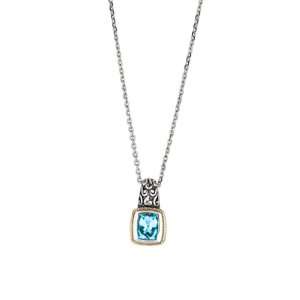  Sterling Silver 18k Gold Oxidized Pendant With Blue Topaz Agr 