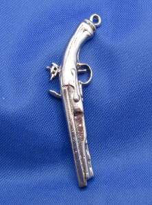 Vintage Silver Colonial Williamsburg VA Flintlock Pistol Gun Charm I.C 