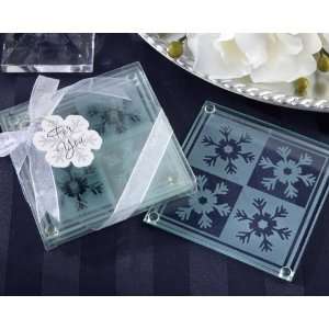 Snow Crystals Glass Coasters Set of 2 (Set of 32) 