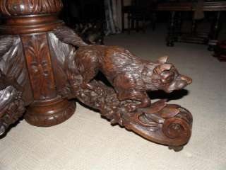French Hunt Table Wild Boar, Deer, Hunting Dog and Fox  