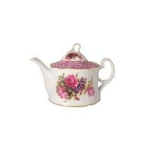  Fine Porcelain Red Rose Purple Marble Teapot, Hand 