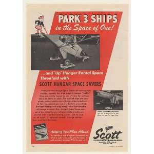  1944 Scott Aviation Aircraft Hangar Space Savers Print Ad 