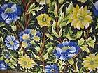 Sarahs Garden Fabric ~ Brown with Blue Flowers #692406  