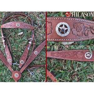 Western Leather Tack Hand Tooled Horse Bridle Headstall Breast Collar 