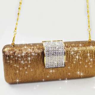 Fashion Lady Evening Club Diamante Hard Clutch Purse Bag Shoulder 
