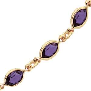    18K Gold Plated Facet Violet Stone Bracelet   Length 18 cm Jewelry