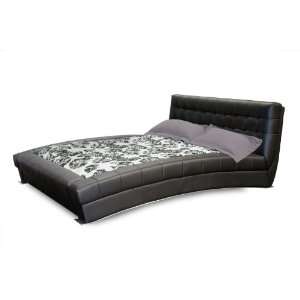  Belaire Black Queen Bonded Leather Tufted Bed: Home 