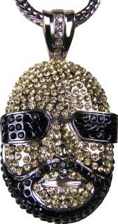 Silver Black Rick Ross Face Yellow Black Necklace Chain  