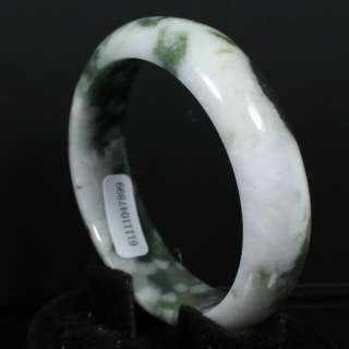 Round 2 Color Green 55mm Certified White Bangle 100% Natural A Jadeite 