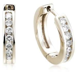   Channel Set Diamond Hoop Earrings (1/2 cttw) (0.5 Diameter) Jewelry