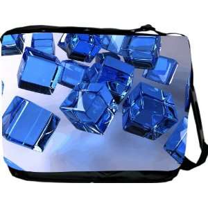  Blue Cubes Design Messenger Bag   Book Bag   School Bag 