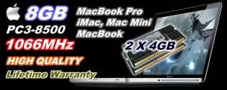 8GB (2X4GB) DDR3 PC3 8500 1066MHz SODIMMs for Apple ® MacBook Pro 