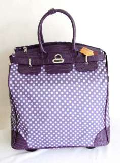   /Laptop Bag Tote Duffel Rolling Wheel Padded Case Purple Polka Dots