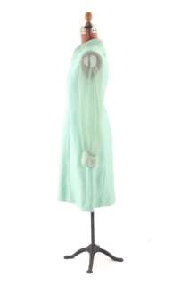 VINTAGE 60s Emma Domb Spring Green SHEER CHIFFON Cocktail Party DRESS 
