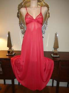 Vintage OLGA Robe Nightgown Set BODYSILK Red Hot Spandex Gown Peignoir 