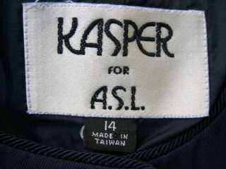 Kasper ASL Career Dinner Skirt Suit Navy Lined Sz 14  