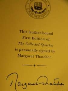 MARGARET THATCHER Signed Easton #838/2000 COLLECTED SPEECHES Very 