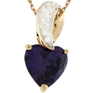   Gold Simulated alexandrite June Birthstone CZ Heart Pendant: Jewelry