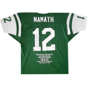  Joe Namath Autographed Embroidered Custom Stat Jersey 