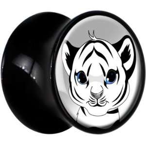   Black Acrylic Black And White Baby Tiger Saddle Plug: Jewelry