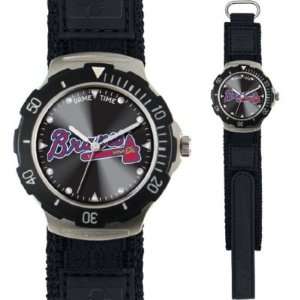   Braves Game Time Agent Series Velcro Strap Mens MLB Watch: Sports