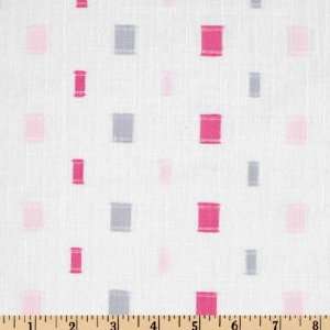 56 Wide Cotton Woven Swiss Dot Squares White/ Fuchsia Fabric By The 