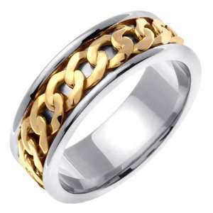   Knot Celtic Mens 7 Mm 18K Two Tone Gold Comfort Fit Wedding Band
