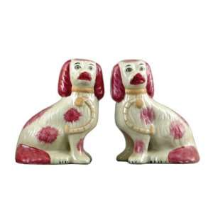   Style Pair of Pink Dogs Statue and Sculpture, 6.5 in.: Home & Kitchen