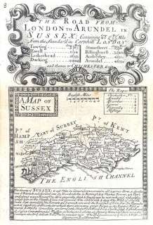 SUSSEX Antique Map. #7/8. Radnor Roads.Owen Bowen.1736  