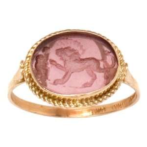   14k Yellow Gold Violet Venetian Glass Ring, Size 7: Jewelry