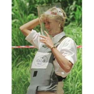  Princess Diana Adjusts Her Face Protector During Her Visit 