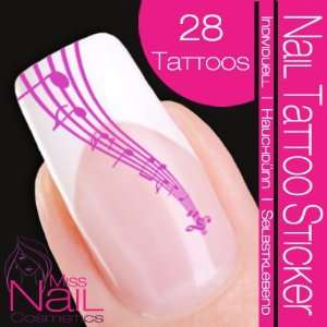  Nail Tattoo Sticker Music / Notes   lilac: Beauty
