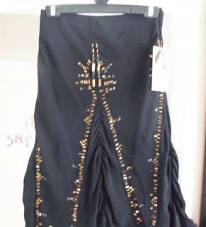 Georges Rech 38 BNWT Pure Silk Black+Gold Eve. Skirt 10  