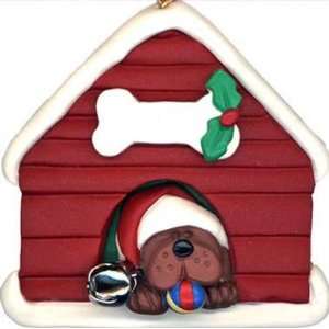  Brown Dog in Dog House Christmas Ornament: Sports 
