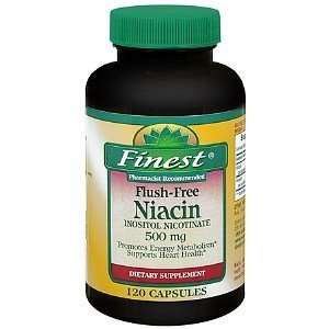  Finest Niacin 500mg Flush Free Capsules, 120 ea Health 