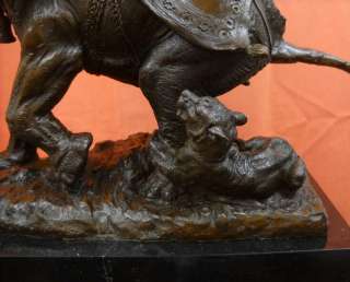 Tiger Hunt Elephant Monumental Size Bronze Statue Antoine Barye 