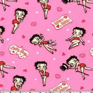  45 Wide Betty Boop Kiss Pink Fabric By The Yard: Arts 