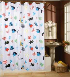 72 Colourful Fish Fabric Waterproof Shower Curtain  
