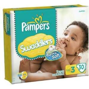 Pampers Swaddlers Diapers, Size 3 Jumbo, 30 Count (Pack of 3)  
