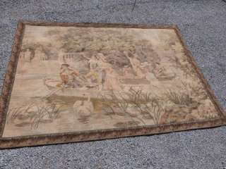 HUGE ANTIQUE1800s FRENCH WOVEN WALL HANGING CHATEAU WALL TAPESTRY 