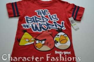 ANGRY BIRDS Short Sleeve Shirt Tee Size 4 5 6 7 THE BIRD IS THE WORD 