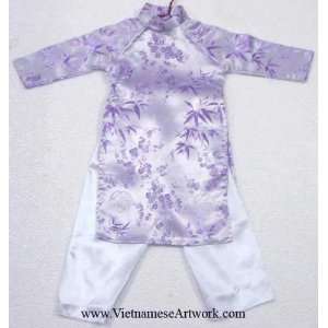  Ao Dai, Vietnamese Traditional Dress for Children   Purple 