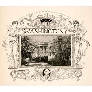 1894 Print White House Washington DC Capital American Eagle Shield 